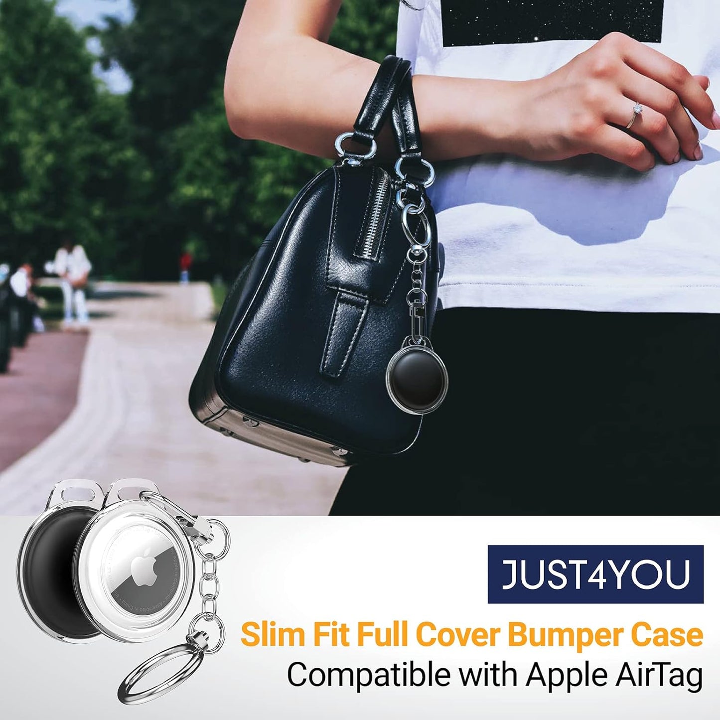 Airtag Case with Keychain, Protective Holder Key Ring Cover for Apple Airtag (Black) Cs_Br_At_Bk